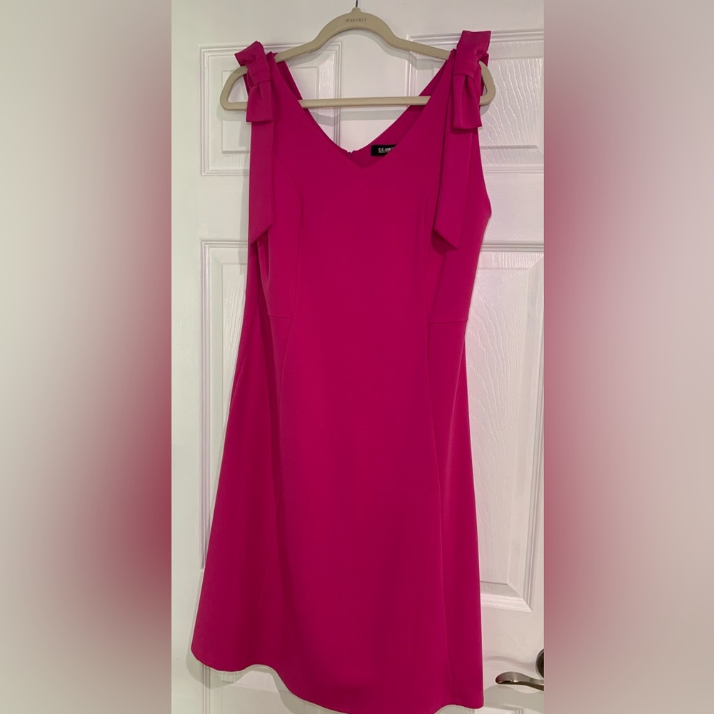 Glamour Pink A-Line Cold Shoulder Dress